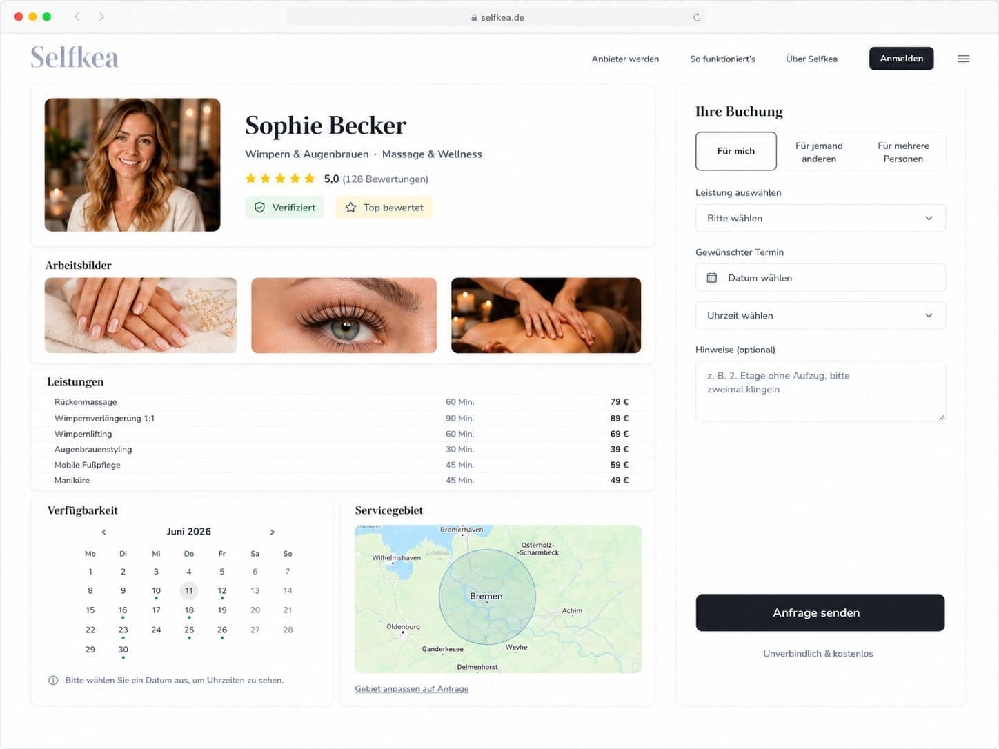 Selfkea App auf Desktop